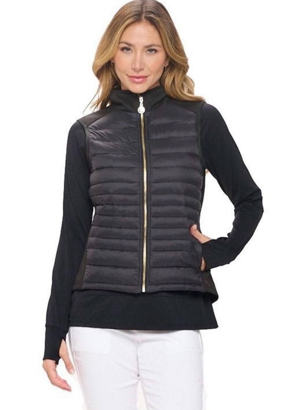 Aryeh Black Quilted Hybrid Jacket with Stretch Sleeves